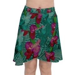Rare Excotic Forest Of Wild Orchids Vines Blooming In The Calm Chiffon Wrap Front Skirt by pepitasart