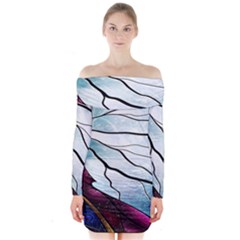 Anna Disney Frozen Stained Glass Long Sleeve Off Shoulder Dress by artworkshop