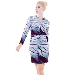 Anna Disney Frozen Stained Glass Button Long Sleeve Dress by artworkshop