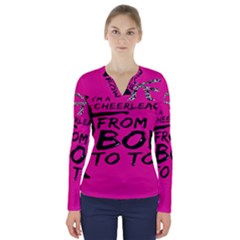 Bow To Toe Cheer V-neck Long Sleeve Top by artworkshop