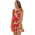 Watermelon Short Sleeve Tiered Mini Dress View2