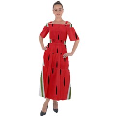 Watermelon Pillow Fluffy Shoulder Straps Boho Maxi Dress  by artworkshop