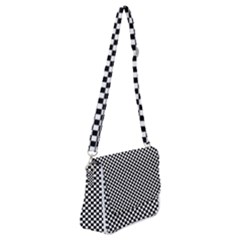 Black And White Checkerboard Background Board Checker Shoulder Bag With Back Zipper by Amaryn4rt