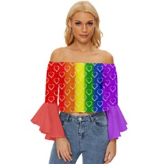 Pride Month Off Shoulder Flutter Bell Sleeve Top