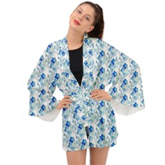 Flowers Pattern Long Sleeve Kimono by Sparkle