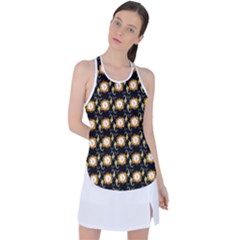 Flowers Pattern Racer Back Mesh Tank Top