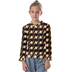 Flowers Pattern Kids  Frill Detail Tee