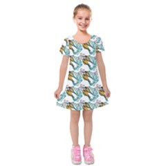 Birds Kids  Short Sleeve Velvet Dress