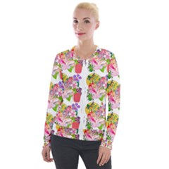 Bunch Of Flowers Velvet Zip Up Jacket by Sparkle