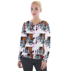 Modern Art Velvet Zip Up Jacket by Sparkle