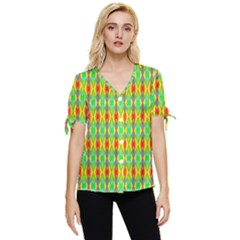 Neon Angles Bow Sleeve Button Up Top by Thespacecampers