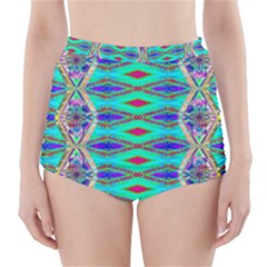 Techno Teal High-waisted Bikini Bottoms by Thespacecampers