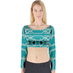 Abstract Pattern Geometric Backgrounds  Long Sleeve Crop Top