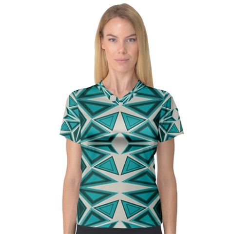 Abstract Pattern Geometric Backgrounds  V-neck Sport Mesh Tee by Eskimos
