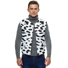 Black And White Leopard Dots Jaguar Men s Short Button Up Puffer Vest	 by ConteMonfrey