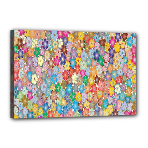 Floral Flowers Canvas 18  X 12  (stretched) by artworkshop