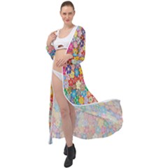 Floral Flowers Maxi Chiffon Beach Wrap by artworkshop