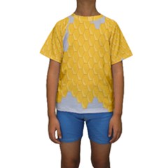 Hexagons Yellow Honeycomb Hive Bee Hive Pattern Kids  Short Sleeve Swimwear by artworkshop