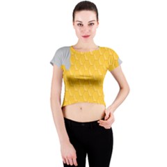 Hexagons Yellow Honeycomb Hive Bee Hive Pattern Crew Neck Crop Top by artworkshop