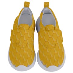 Hexagons Yellow Honeycomb Hive Bee Hive Pattern Kids  Velcro No Lace Shoes by artworkshop