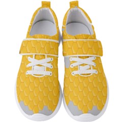 Hexagons Yellow Honeycomb Hive Bee Hive Pattern Men s Velcro Strap Shoes by artworkshop