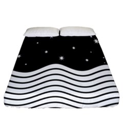 Black And White Waves And Stars Abstract Backdrop Clipart Fitted Sheet (king Size) by Amaryn4rt