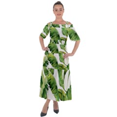 Sheets Tropical Plant Palm Summer Exotic Shoulder Straps Boho Maxi Dress  by artworkshop