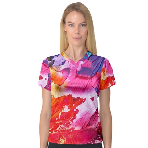 Colorful Painting V-neck Sport Mesh Tee by artworkshop