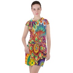 Mandalas Colorful Abstract Ornamental Drawstring Hooded Dress