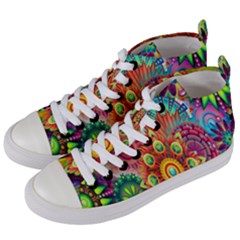 Mandalas Colorful Abstract Ornamental Women s Mid-top Canvas Sneakers