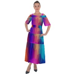 Triangles Polygon Color Shoulder Straps Boho Maxi Dress  by artworkshop