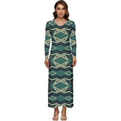 Abstract Pattern Geometric Backgrounds Long Sleeve Velour Longline Maxi Dress by Eskimos