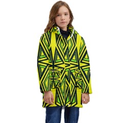 Abstract Pattern Geometric Backgrounds Kid s Hooded Longline Puffer Jacket by Eskimos