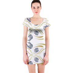 Folk Flowers Print Floral Pattern Ethnic Art Short Sleeve Bodycon Dress by Eskimos