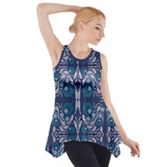 Folk Flowers Print Floral Pattern Ethnic Art Side Drop Tank Tunic by Eskimos