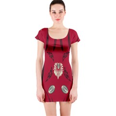 Folk Flowers Print Floral Pattern Ethnic Art Short Sleeve Bodycon Dress by Eskimos