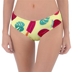 Watermelon Leaves Cherry Background Pattern Reversible Classic Bikini Bottoms