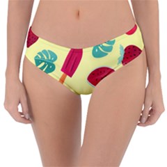 Watermelon Leaves Cherry Background Pattern Reversible Classic Bikini Bottoms by nate14shop