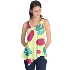 Watermelon Leaves Cherry Background Pattern Sleeveless Tunic by nate14shop