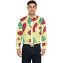 Watermelon Leaves Cherry Background Pattern Men s Long Sleeve Pocket Shirt  View1