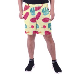 Watermelon Leaves Cherry Background Pattern Men s Pocket Shorts by nate14shop