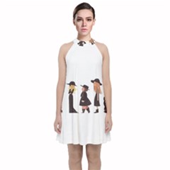 American Horror Story Cartoon Velvet Halter Neckline Dress  by nate14shop