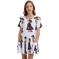 American Horror Story Cartoon Kids  Frilly Sleeves Pocket Dress by nate14shop