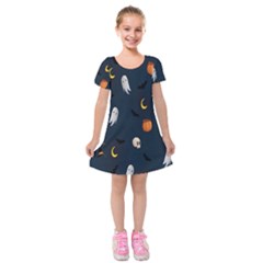 Halloween Kids  Short Sleeve Velvet Dress by nate14shop