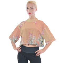 Peach Spring Frost On Flowers Fractal Mock Neck Tee by Artist4God