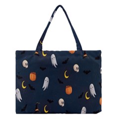 Halloween Ghost Pumpkin Bat Skull Medium Tote Bag by artworkshop