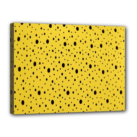 Polkadot Yellow Canvas 16  X 12  (stretched) by nate14shop