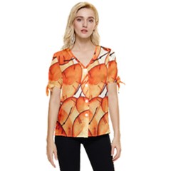 Orange Bow Sleeve Button Up Top by nate14shop