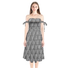 Grid Wire Mesh Stainless Rods Metal Shoulder Tie Bardot Midi Dress by artworkshop