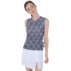 Grid Wire Mesh Stainless Rods Metal Women s Sleeveless Sports Top by artworkshop